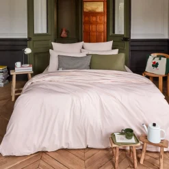1700 COTEX Housses De Couette-Housse de couette en percale de coton - Rose des Sables