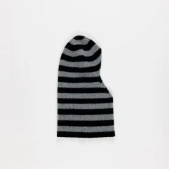 Femme LA FETICHE Bonnets-- Cagoule Rayée - Gris & Noir