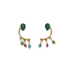 Femme LA2L Boucles D'oreilles-- Boucles d'oreilles Isha - Pampilles Vert
