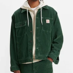 Homme Levis L'esprit Merci|Vestes-Levi's - Veste Trucker Velours Sunrise - Vert