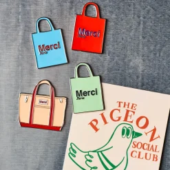 2213 HEYANG Les Accessoires Merci|L'esprit Merci-Magnet en métal Merci - Tote bag Rouge