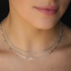 Femme MARA SCALISE Colliers-- Collier Thin Box Chain - Silver