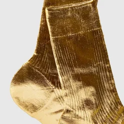 Femme Maria La Rosa Chaussettes|Chaussettes-- Chaussettes One Ribbed Laminate - Or