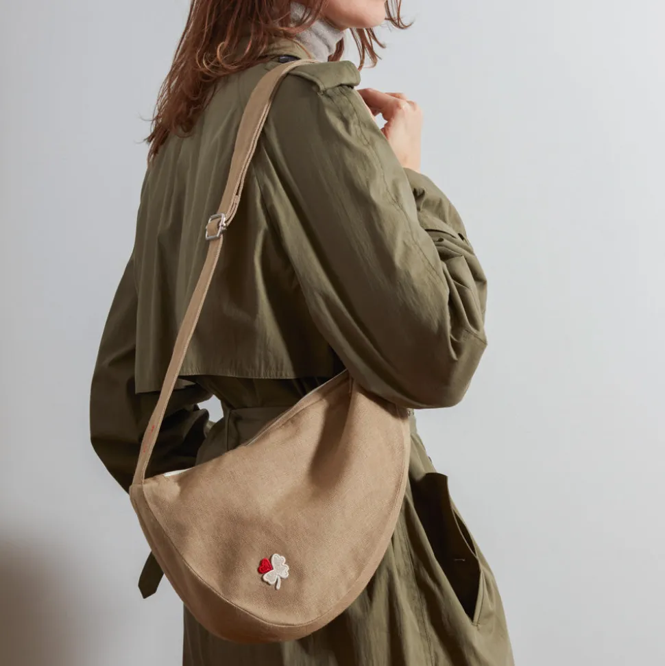 Femme 200 LINTEX Sac Banane-Merci - Banane Trèfle en lin - Sable