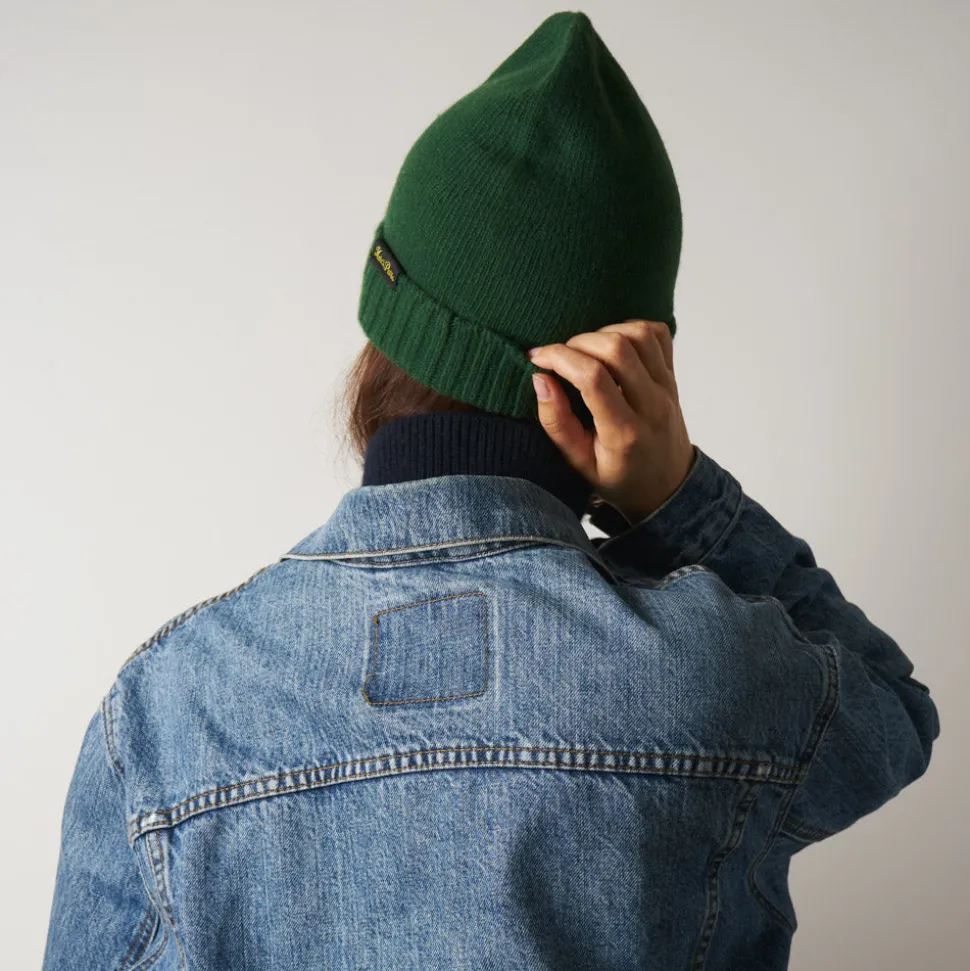 Femme ST01 Bonnets-Merci - Bonnet en laine et cachemire - Vert & Jaune