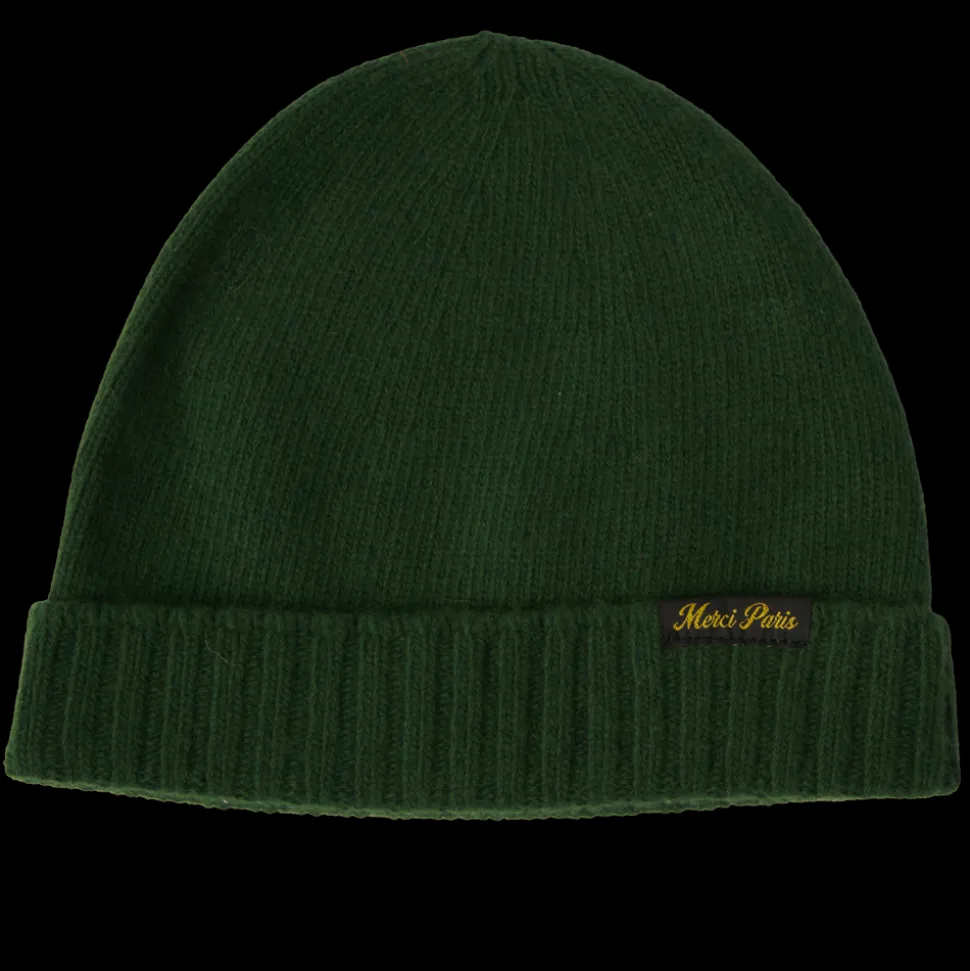 Femme ST01 Bonnets-Merci - Bonnet en laine et cachemire - Vert & Jaune