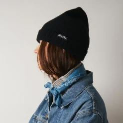 Femme ST01 L'esprit Merci|Bonnets-Merci - Bonnet en laine et cachemire - Noir & Blanc