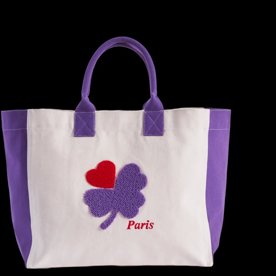 Femme V01 Cabas Merci-Merci - Cabas Tréfle Bouclette - Violet