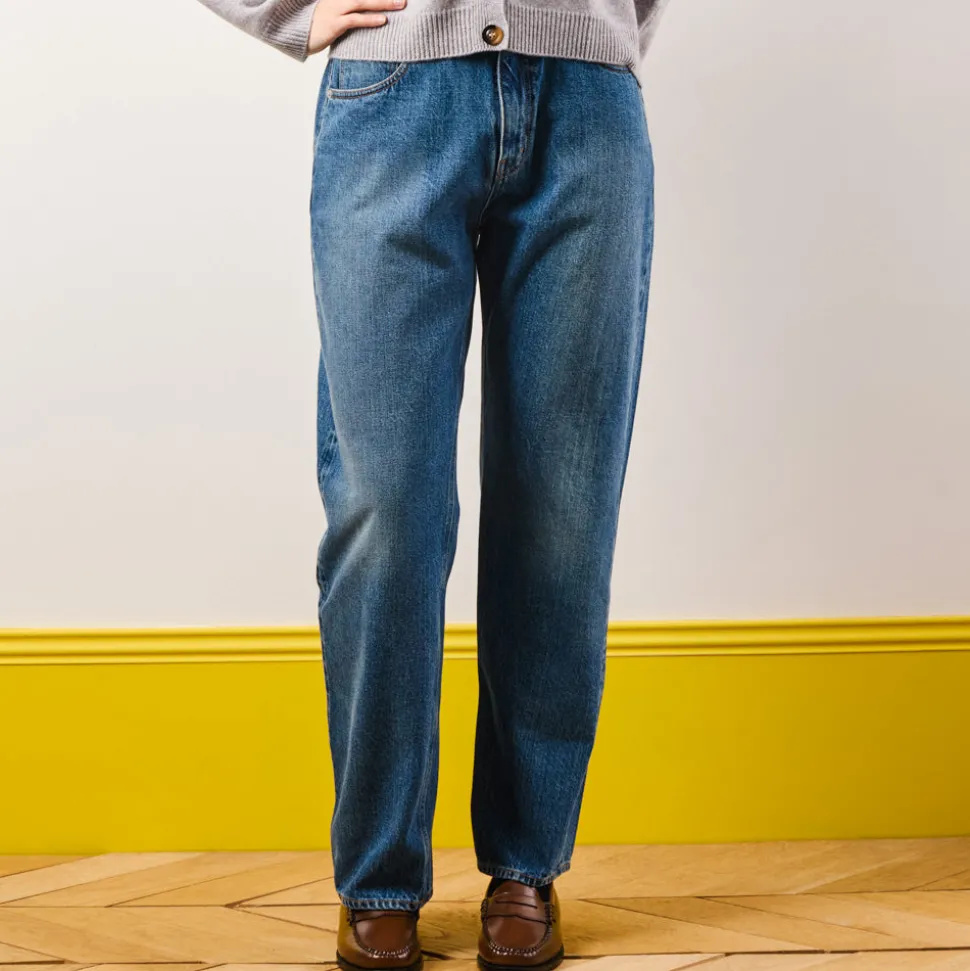 Femme KE01 Jeans|Jeans-Merci - Jeans Droit Trèfle - Stonewash