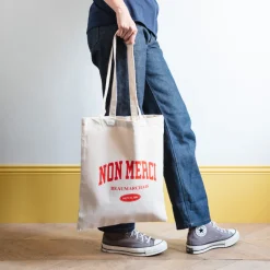 Homme M05 Sacs-Merci - Sac Tote Bag College Non Merci - Rouge