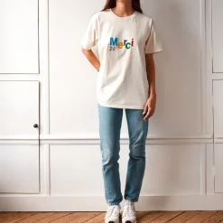 Femme M05 T-shirts|T-shirts-Merci - T-Shirt Merci 24' - Ecru