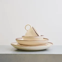 1636 DEARTIS Tasses-Mug en grès - Crème & Marron