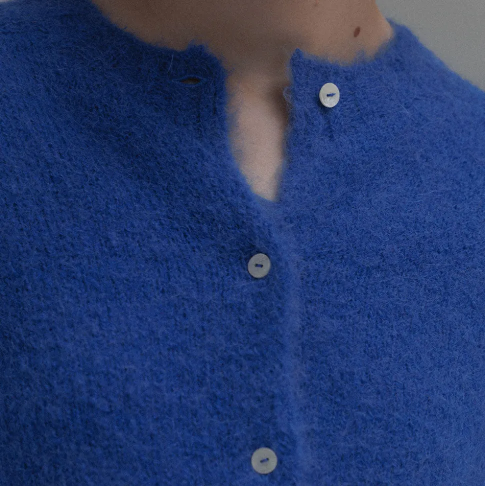 Femme Nothing Written Mailles-- Cardigan Alpaga - Bleu