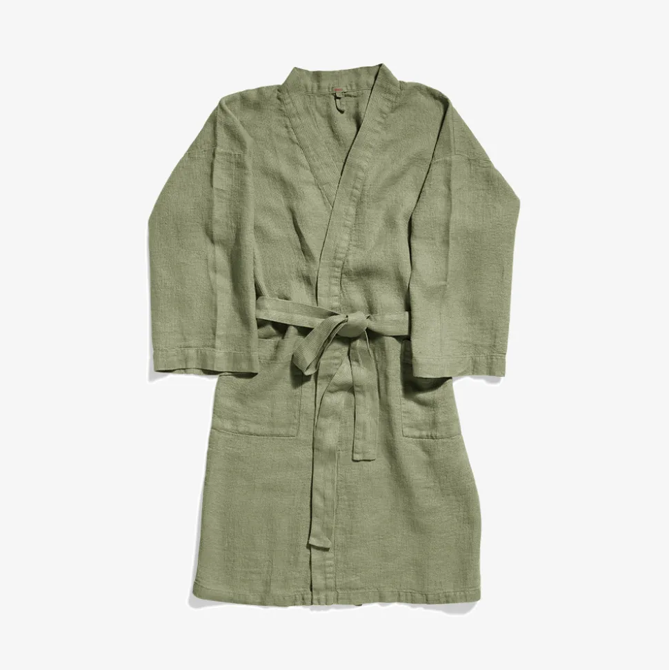 200 LINTEX Maison De Campagne|Peignoirs-Peignoir en lin - Nid d'abeille - Vert Komorebi