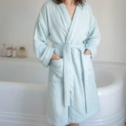 2100 GAZEX Sélection De Bain Merci|Peignoirs-Peignoir en éponge - Bleu Antiparos