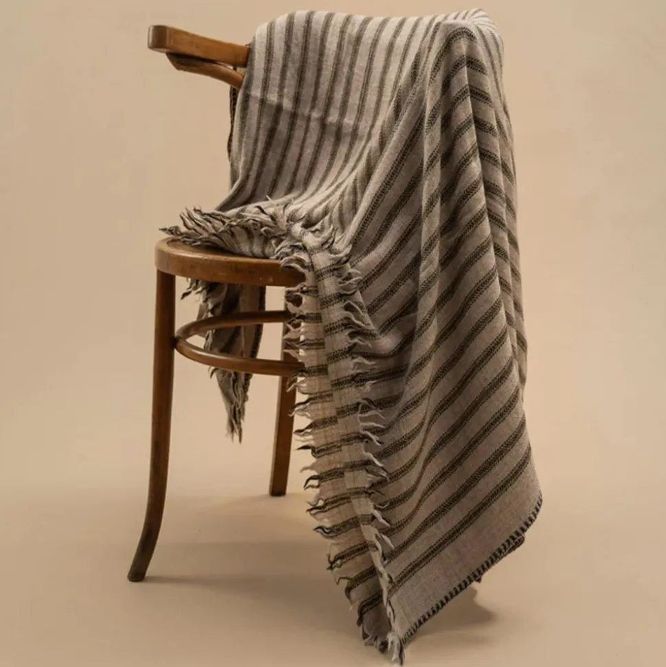 1050 MOISMONT Plaids & Couvertures-Plaid en laine n°75 - Navy Blue - Moismont