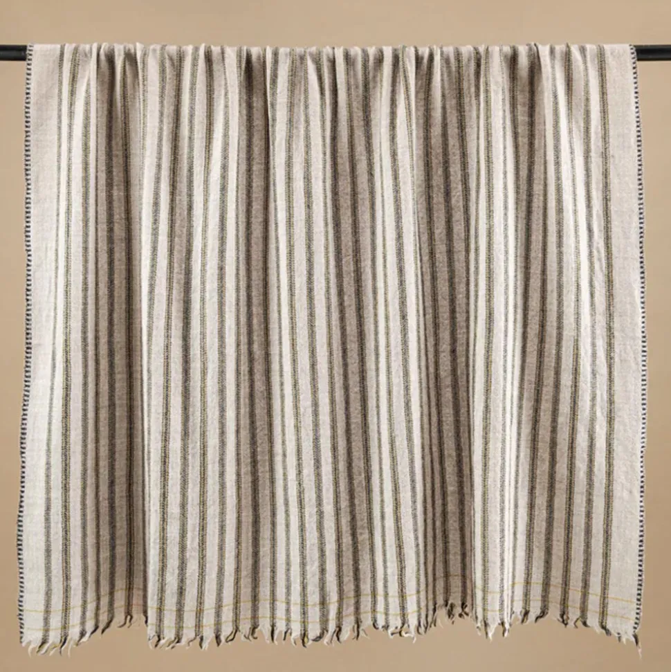 1050 MOISMONT Plaids & Couvertures-Plaid en laine n°75 - Navy Blue - Moismont