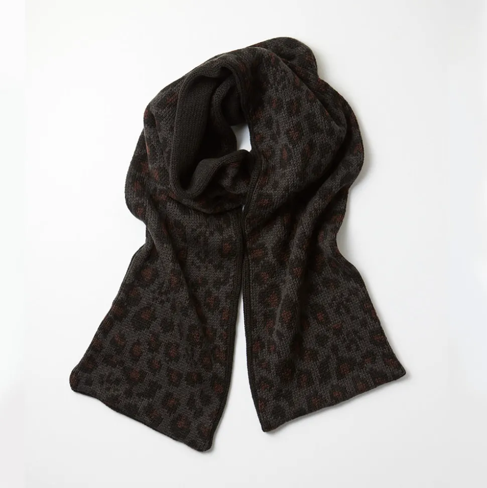 Femme ROTOTO Foulards & Echarpes|Foulards & Echarpes-- Echarpe Réversible Léopard- Charbon