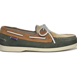 Homme SEBAGO Mocassins-- Mocassins Portland - Vert & Ecru
