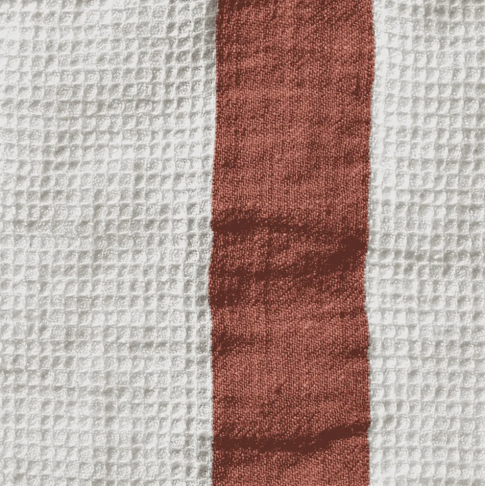 200 LINTEX Serviettes De Table|Serviettes De Bain En Lin-Serviette de bain en lin - Nid d'abeille - Bande Rouge Urushi