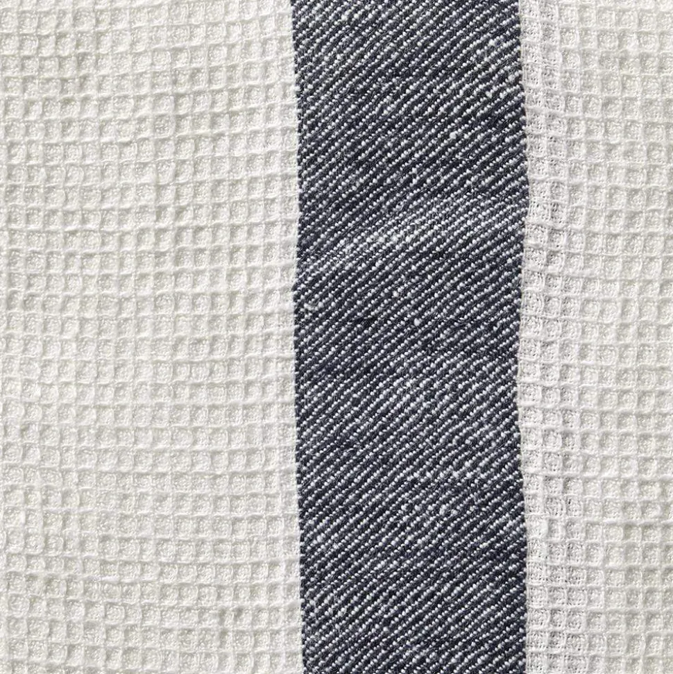 200 LINTEX Serviettes De Table|Serviettes De Bain En Lin-Serviette de bain en lin - Nid d'abeille - Bande Bleu Encre