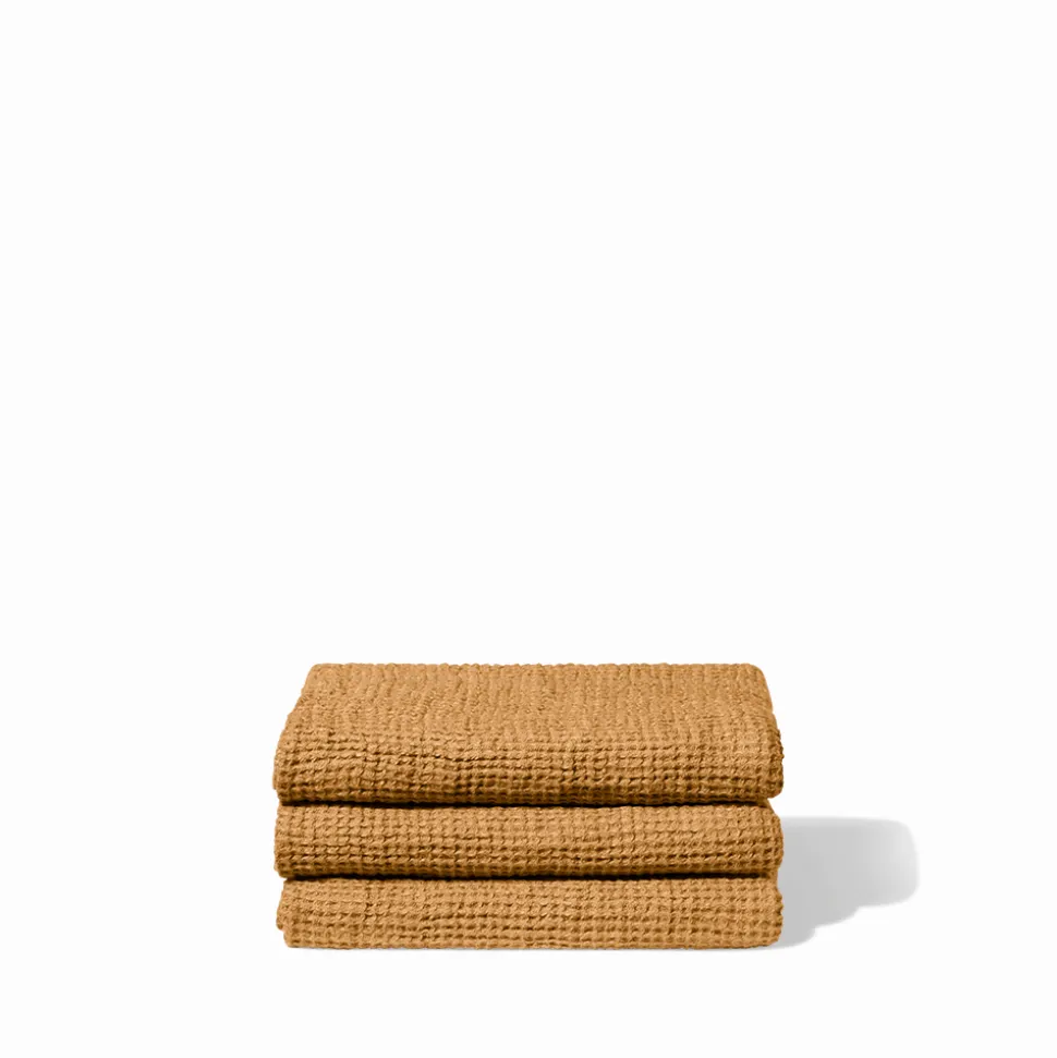 200 LINTEX Salle De Bain : Esprit Japonais|Serviettes De Table-Serviette de bain en lin - Waffle - Jaune Asahi