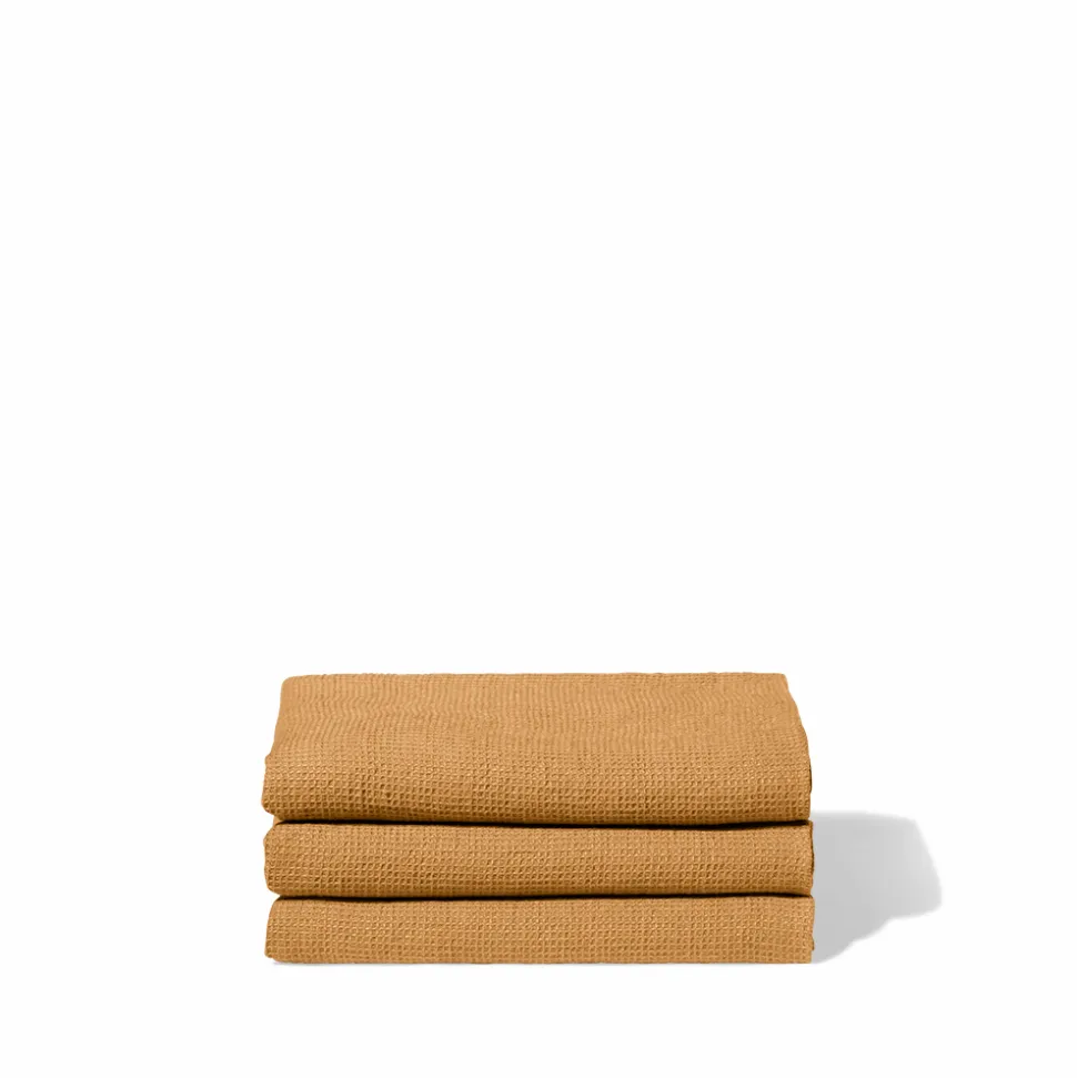 200 LINTEX Salle De Bain : Esprit Japonais|Serviettes De Table-Serviette de bain en lin - Nid d'abeille - Jaune Asahi