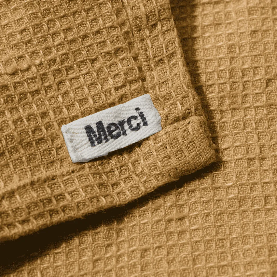 200 LINTEX Salle De Bain : Esprit Japonais|Serviettes De Table-Serviette de bain en lin - Nid d'abeille - Jaune Asahi