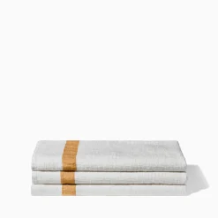 200 LINTEX Salle De Bain : Esprit Japonais|Serviettes De Table-Serviette de bain en lin - Nid d'abeille - Bande Jaune Asahi