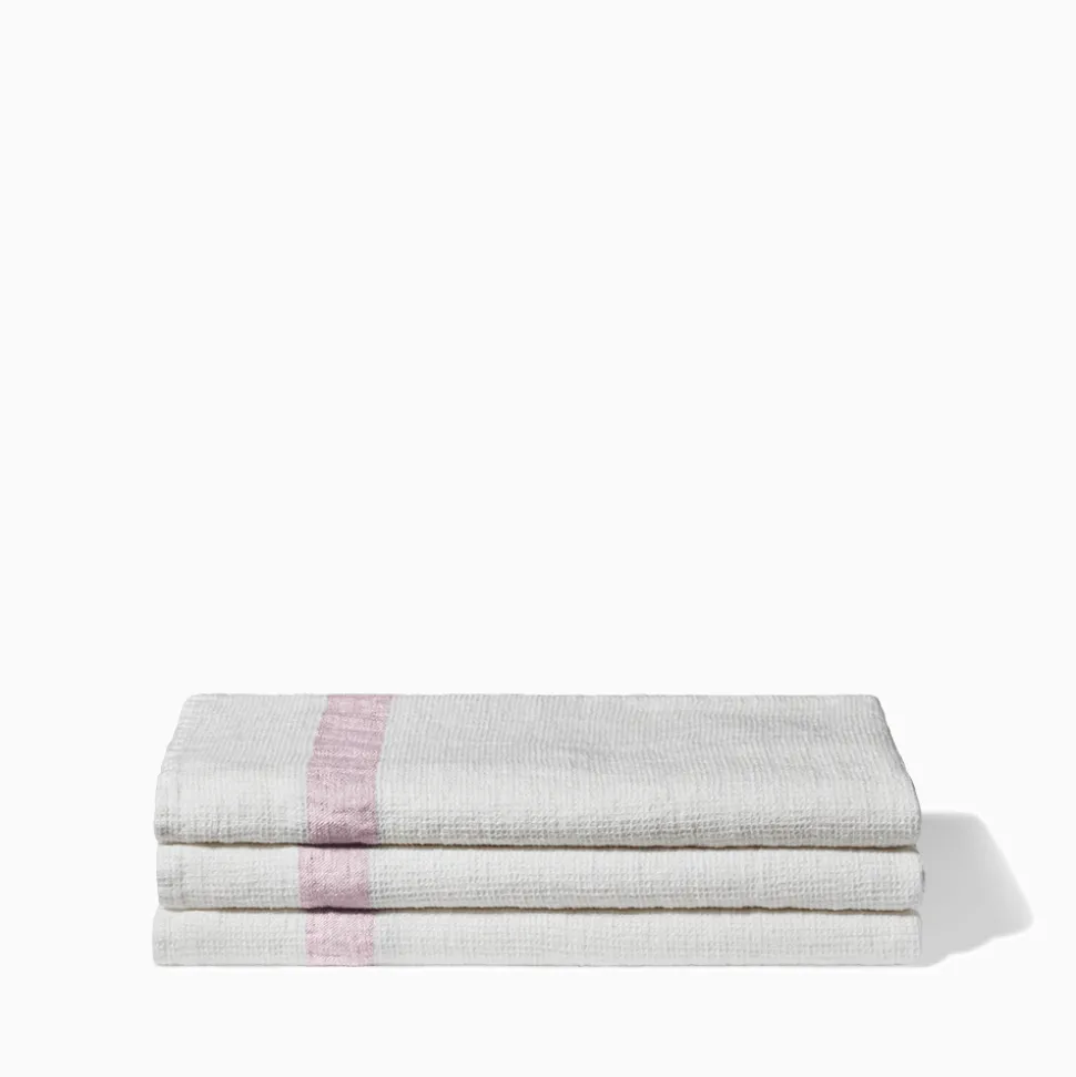 200 LINTEX Salle De Bain : Esprit Japonais|Serviettes De Table-Serviette de bain en lin - Nid d'abeille - Bande Parme Fuji Iro
