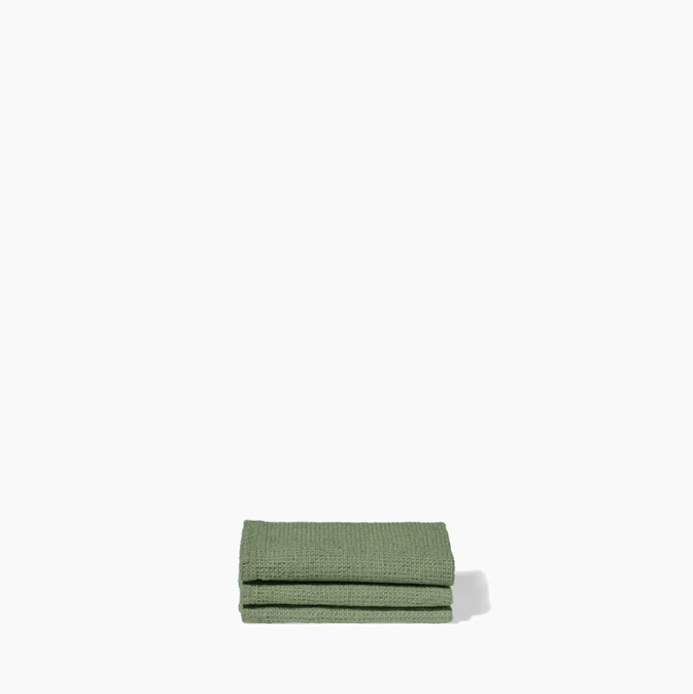 200 LINTEX Serviettes De Table|Serviettes Invités-Serviette de bain invité en lin - Nid d'abeille - Vert d'Anduze