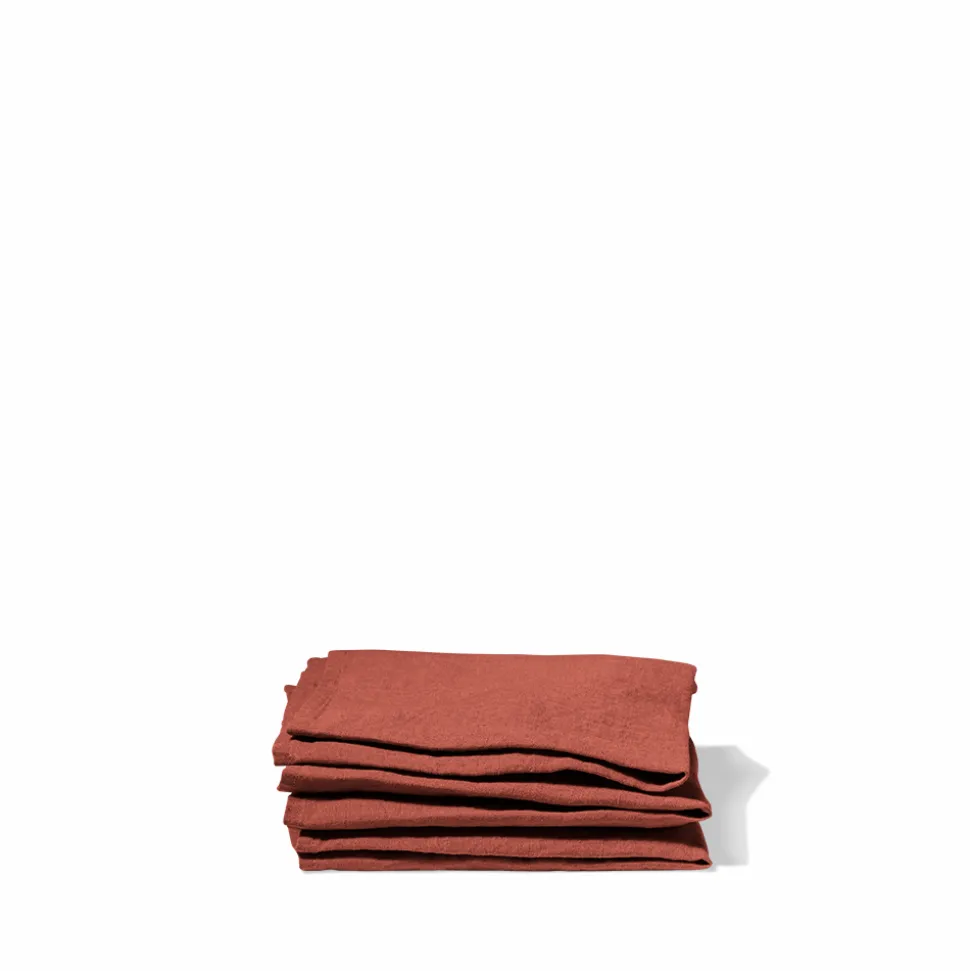 200 LINTEX Serviettes De Table-Serviette de table en lin lavé - Rouge Urushi