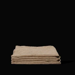 200 LINTEX L'esprit Merci|Serviettes De Table-Serviette de table en lin lavé - Carreaux Brun Cha Iro