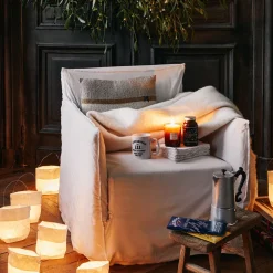 MERCI Guirlandes & Bobines|Maison De Campagne-Set de 4 lanternes en papier - Blanc et or