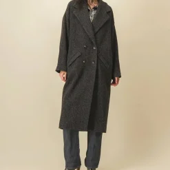 Femme SIX SŒURS Manteaux-SIXSOEURS - Manteau Clotilde - Noir/Vert
