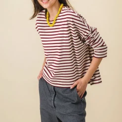 Femme SIX SŒURS T-shirts-SIXSOEURS - Mariniére Melie - Bordeaux