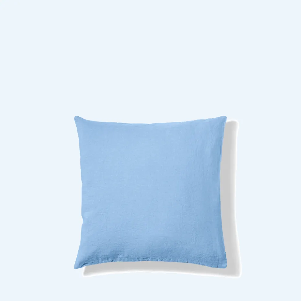 200 LINTEX Taies D'oreiller-Taie d'oreiller en lin lavé - Bleu Tyrrhénien