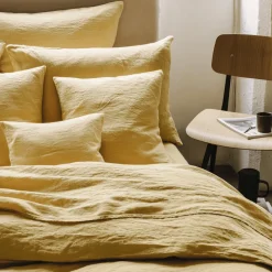 200 LINTEX Taies D'oreiller-Taie d'oreiller en lin lavé - Jaune Midi