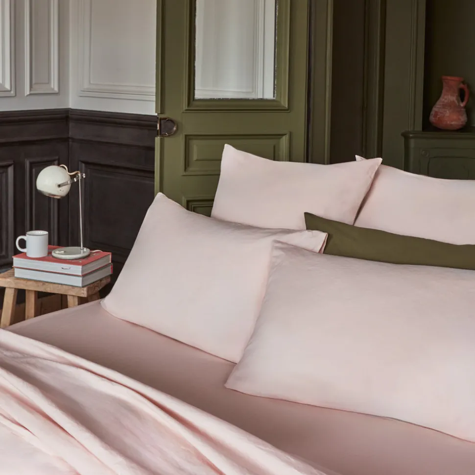 1700 COTEX Taies D'oreiller-Taie d'oreiller en percale de coton - Rose des Sables
