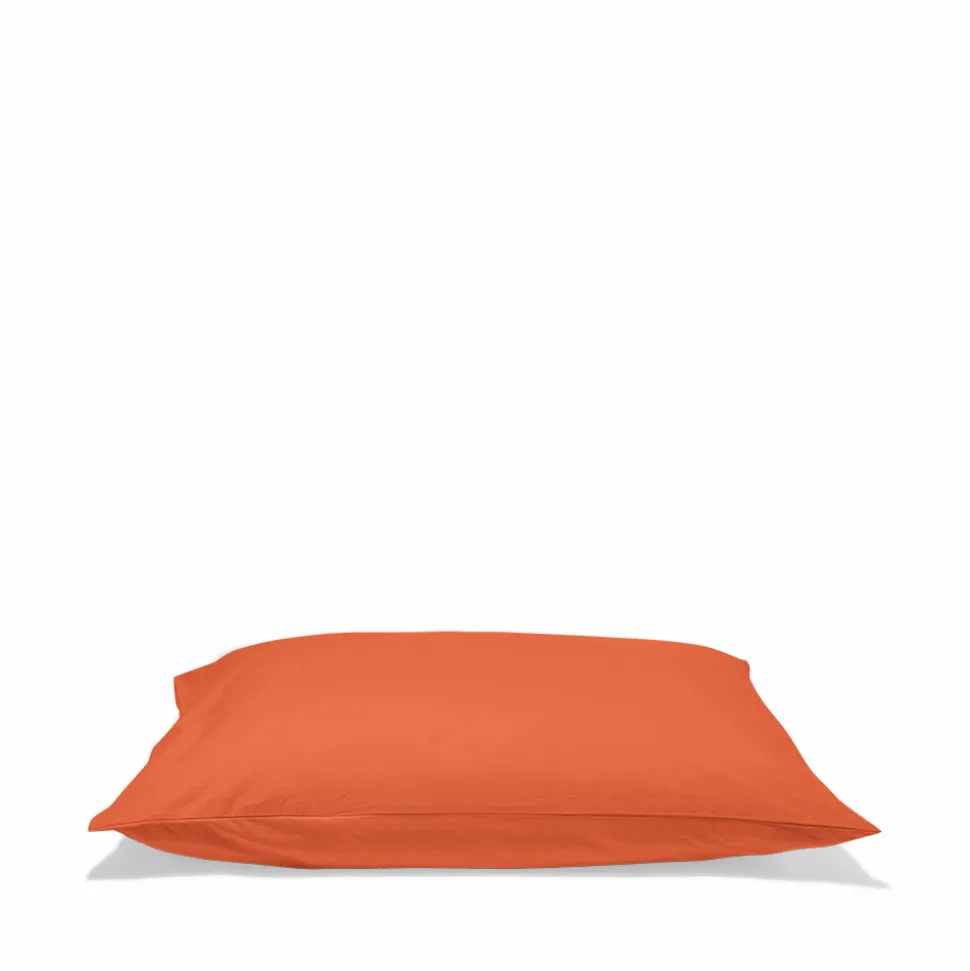 1700 COTEX Taies D'oreiller-Taie d'oreiller en percale de coton - Rouge Ocre
