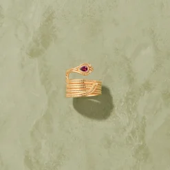 Femme TITYARAVY Bagues-- Bague Serpent Phytia - Rhodolite