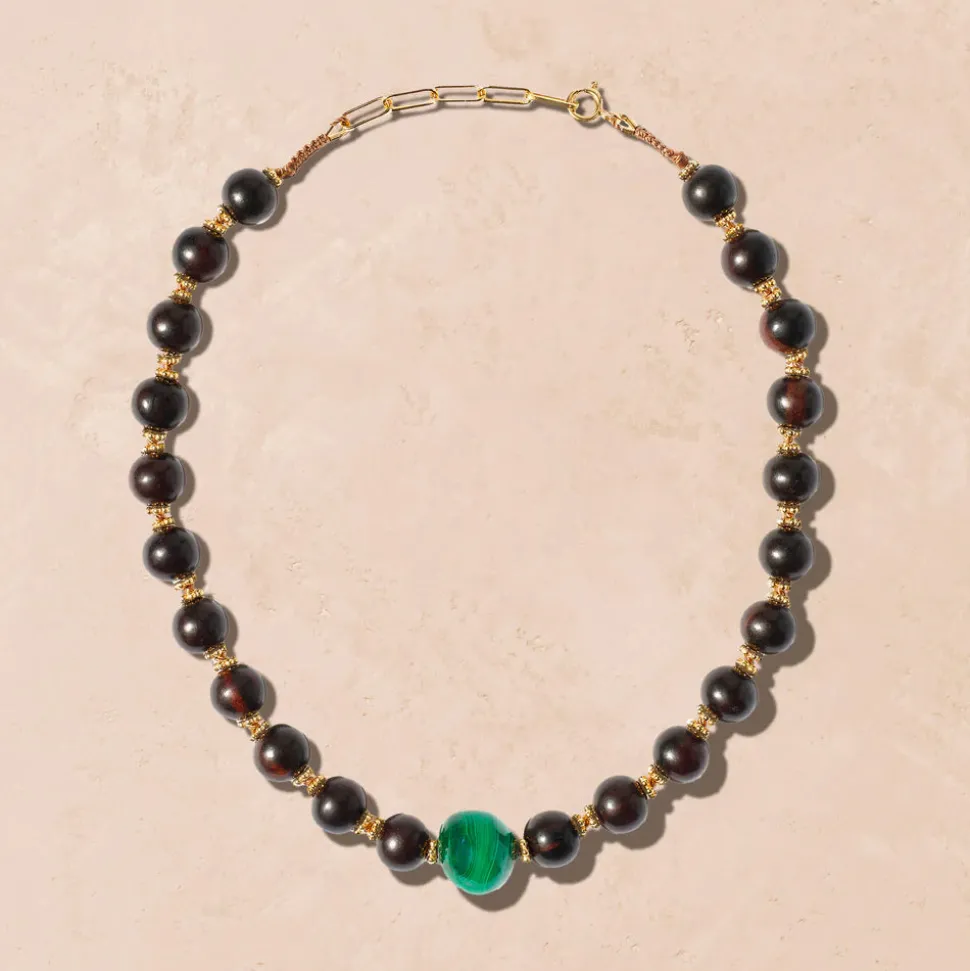 Femme TITYARAVY Colliers-- Collier Samhita Bois - Marron