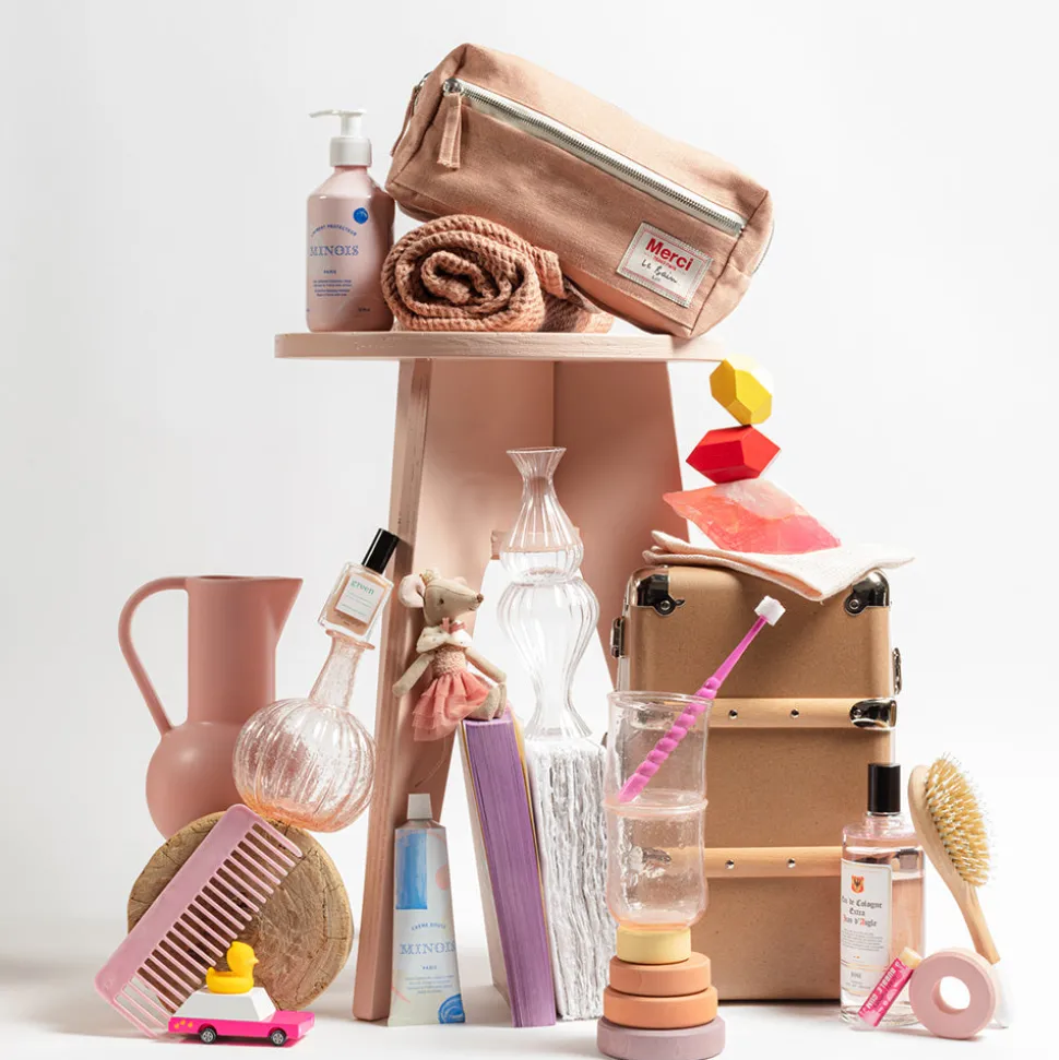 200 LINTEX Trousses De Toilette|Accessoires De Salle De Bain-Trousse de toilette en lin lavé - Rose Argile