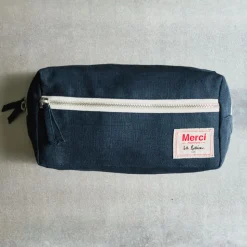200 LINTEX Trousses De Toilette|Accessoires De Beauté-Trousse de toilette en lin lavé - Bleu Encre