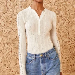 Femme Ulla Johnson Mailles-- Top Delia - Blanc