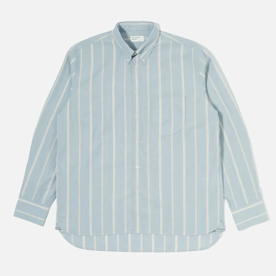 Homme Universal Works Chemises-- Chemise Lazy Day - Rayures Bleu