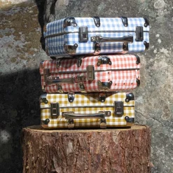 Homme 256 KAZETO Filets, Paniers & Valises|Valises-Valise rigide en carton bouilli - Vichy Rose Elafonissi