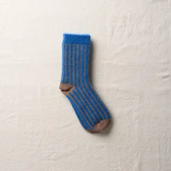 Femme Yahae Chaussettes|Chaussettes-- Chaussettes Mohair Stripes - Marron